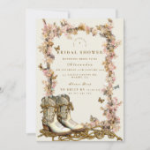 Rustic Floral Boots Bridal Shower Kaart (Voorkant)