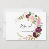 Rustic Floral Botanical Wedding Reserved Sign (Voorkant)