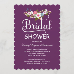 Rustic Floral Bouquet Vrijgezellenfeest - Paars Kaart