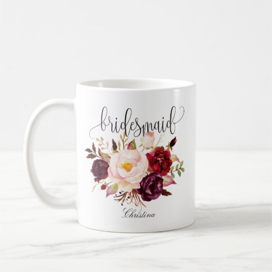 Rustic Floral Bridesmaid Wedding Koffiemok (Links)