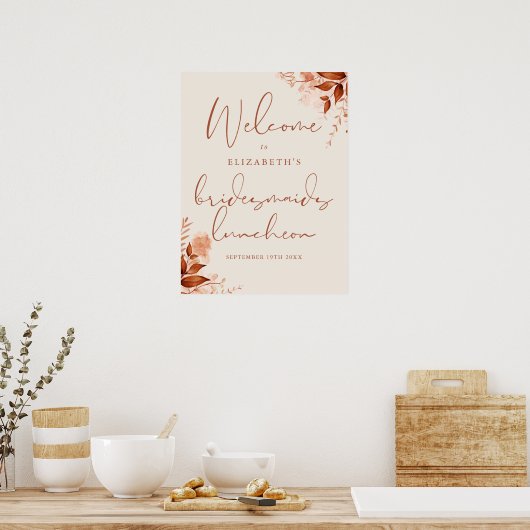 Rustic Floral Bridesmaiers Luncheon Affiche de bie (Cuisine)