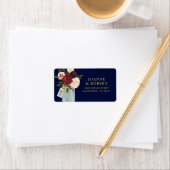 Rustic Floral Burgundy Navy Gold Etiket (Insitu)