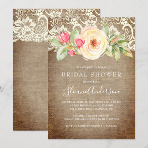 Rustic Floral Burlap en Lace Vrijgezellenfeest Kaart