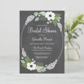 Rustic Floral Chalkboard Bridal Shower Kaart (Staand voorkant)