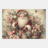 Rustic Floral Christmas Santa Wrapping Paper (Voorkant 2)