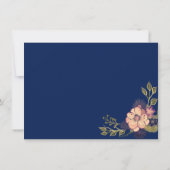 Rustic Floral Coral & Navy Wedding Reception Kaart (Achterkant)
