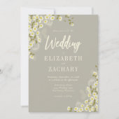 Rustic Floral Cream Beige Wedding Invitation Kaart (Voorkant)