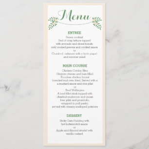 Rustic Floral Cutlery Rehearsal Dinner Menu Card