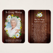 Rustic Floral Daisy Foto Memorial Prayer Kaart (Voorkant /achterkant)