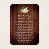 Rustic Floral Daisy Foto Memorial Prayer Kaart (Achterkant)