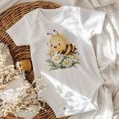 Rustic Floral Daisy Oh Babee Honey Bee Baby Shower Romper