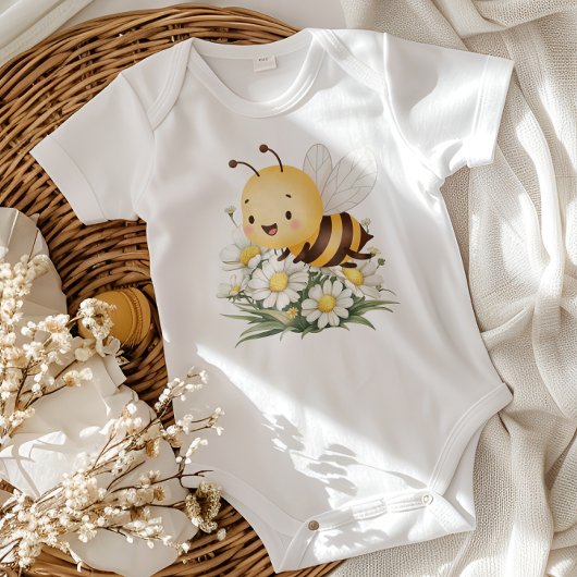 Rustic Floral Daisy Oh Babee Honey Bee Baby Shower Romper