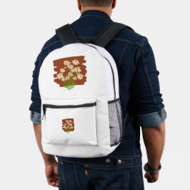 Rustic floral design on brown background bedrukte rugzak