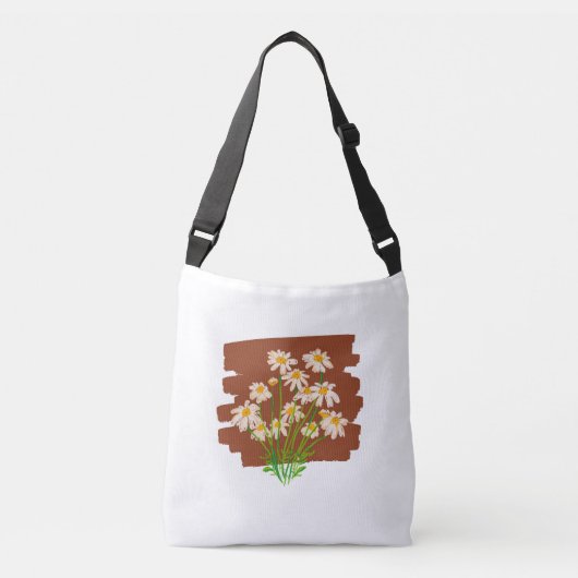 Rustic floral design on brown background crossbody tas (Voorkant)
