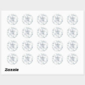 Rustic Floral Dusty Blue Waterverf Wedding Class Ronde Sticker (Vel)