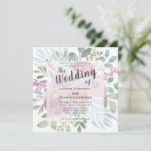Rustic Floral Dusty Pink Waterverf Wedding Kaart (Staand voorkant)