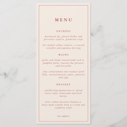 Rustic Floral Elegant Minimal Wedding | Menu (Voorkant)