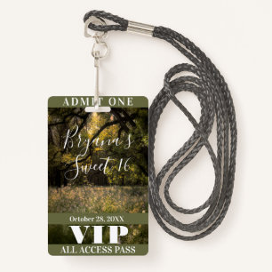 Rustic Floral Enchanted Forest Sweet 16 VIP Badge