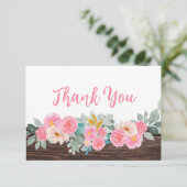 Rustic Floral Flat Thank You Card (Staand voorkant)