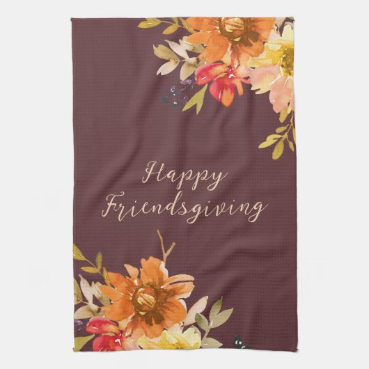 Rustic Floral Friendsgiving Theedoek (Verticaal)