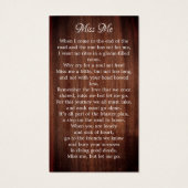 Rustic Floral Funeral Memorial Prayer Kaart Afbeel (Achterkant)