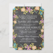 Rustic Floral Garland Chalkboard Wedding Kaart (Voorkant)