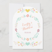 Rustic Floral Garland Folk Art Marsala Wedding Kaart (Achterkant)