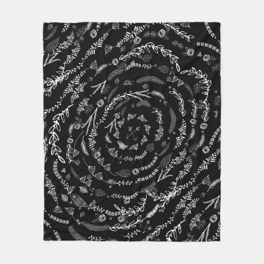 Rustic Floral Garland Folk Art Pattern Fleece (Voorkant)