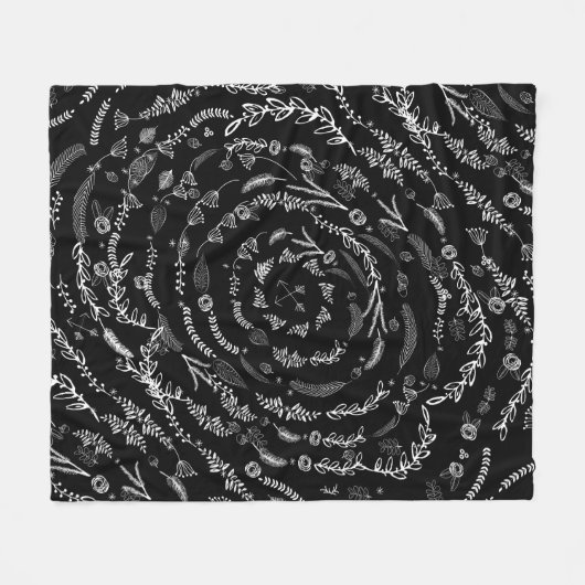 Rustic Floral Garland Folk Art Pattern Fleece (Voorkant (Horizontaal))