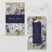 Rustic Floral Glam Navy Kraft Modern Chic Visitekaartje (Voorkant / Achterkant)