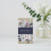 Rustic Floral Glam Navy Kraft Modern Chic Visitekaartje (Staand voorkant)