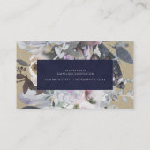 Rustic Floral Glam Navy Kraft Modern Chic Visitekaartje (Achterkant)