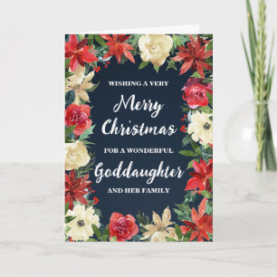 Rustic Floral Godfather & Family Vrolijk Kerstfees Kaart