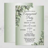 Rustic Floral Greenery Leaves Engagement Party Kaart (Voorkant / Achterkant)