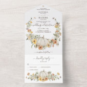 Rustic Floral Harvest Herfst Pumpkin Weddenschap All In One Uitnodiging (Binnen)