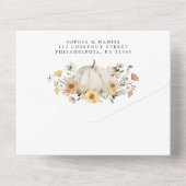 Rustic Floral Harvest Herfst Pumpkin Weddenschap All In One Uitnodiging (Achterkant)