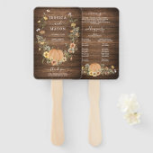 Rustic Floral Harvest Pumpkin Wedding Programme Handwaaier (Voorkant en achterkant)