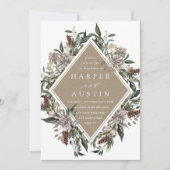 Rustic Floral Herfst Winter Wedding Kaart (Voorkant)