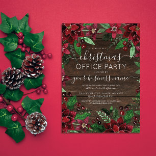 Rustic Floral Holly Ivy Wood Corporate Kerstmis Kaart