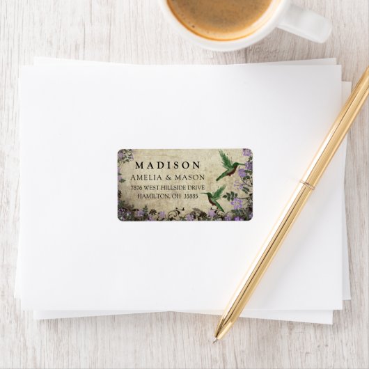 Rustic Floral Hummingbirds Address Label (Insitu)
