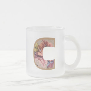 Rustic Floral Initiaal Letter C Monogram Matglas Koffiemok