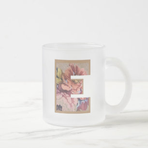 Rustic Floral Initiaal Letter E Monogram Matglas Koffiemok