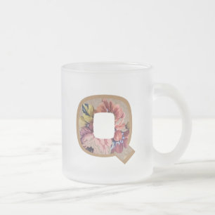 Rustic Floral Initiaal Letter Q Monogram Matglas Koffiemok