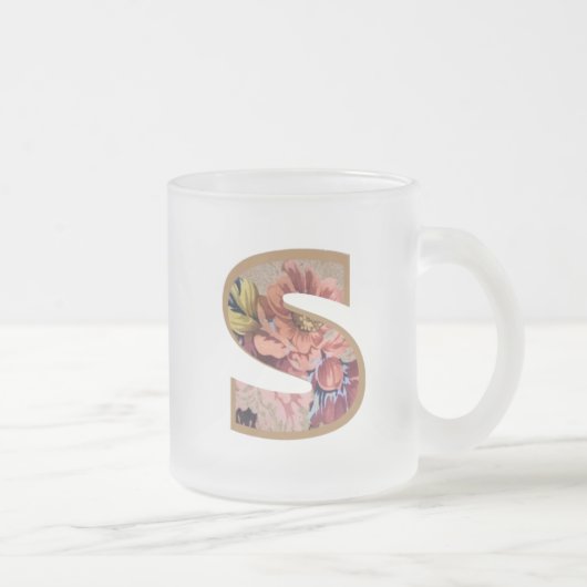 Rustic Floral Initiaal Letter S Monogram Matglas Koffiemok (Rechts)
