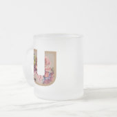 Rustic Floral Initiaal Letter U Monogram Matglas Koffiemok (Voorkant links)
