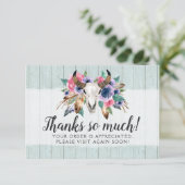Rustic Floral Koe Skull Boho Chic Hartelijk dank Bedankkaart (Staand voorkant)