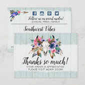 Rustic Floral Koe Skull Boho Chic Hartelijk dank Bedankkaart (Voorkant / Achterkant)