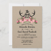 Rustic Floral Kraft Hunt is over het huwelijk Kaart (Voorkant)