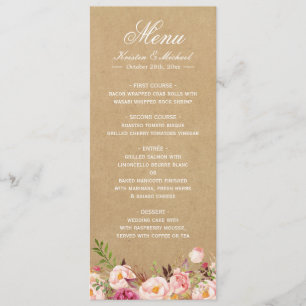 Rustic Floral Kraft   Menu Elegant Chic Wedding