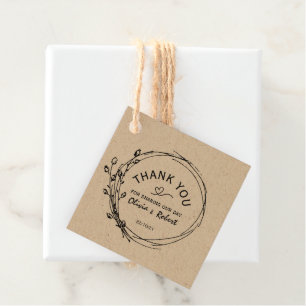 Rustic Floral Kraft Paper Weddenschap Bedankjes Labels